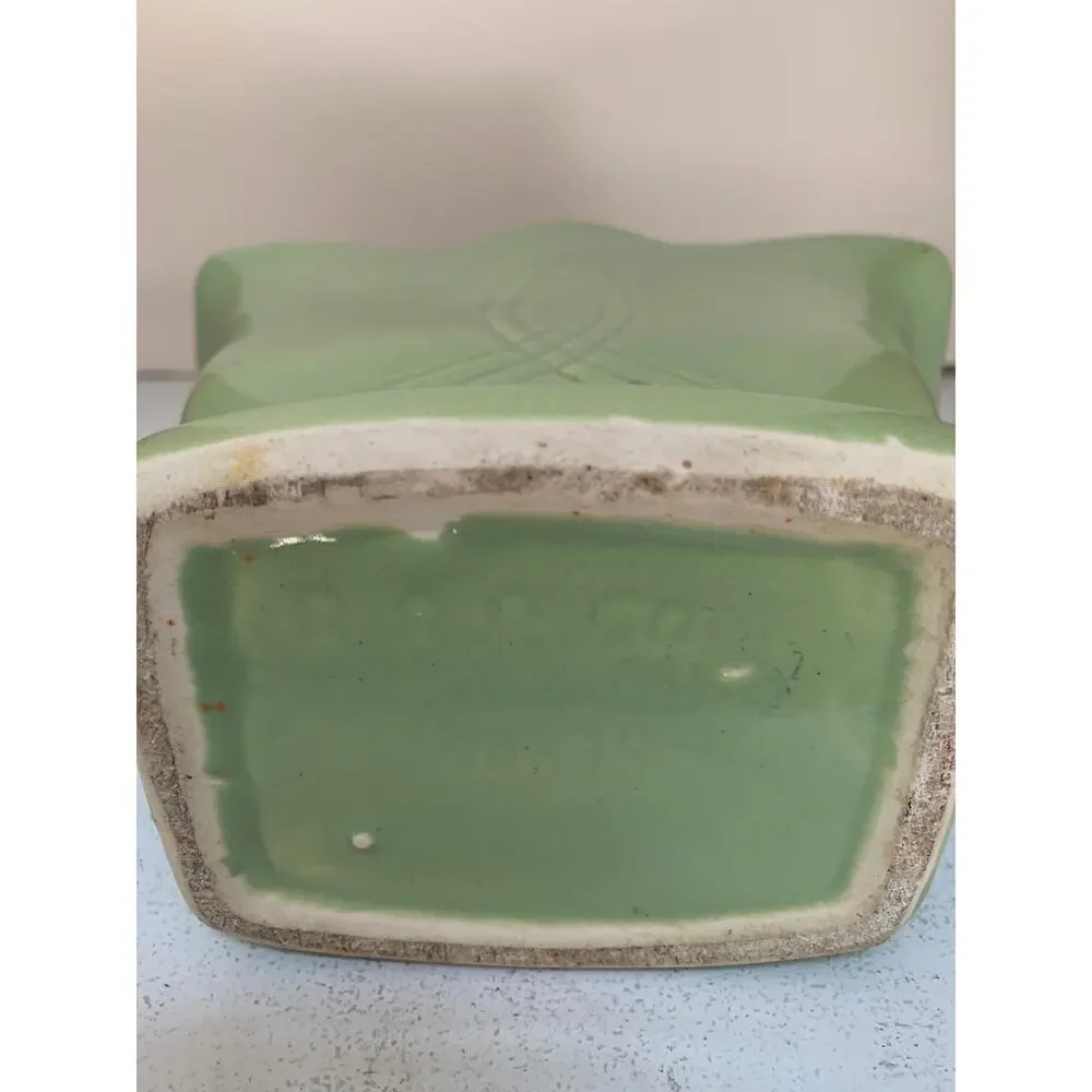 Vintage RRP Co Roseville Lime Green Ceramic Vase - Art Deco